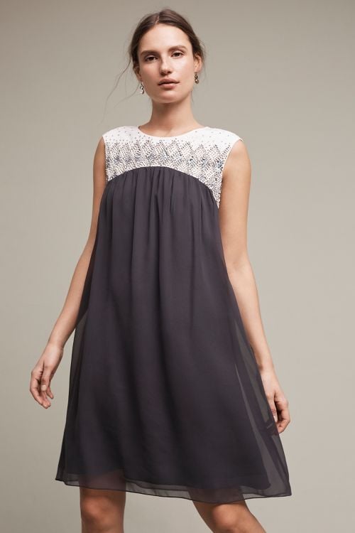 Kas New York Etta Swing Dress Grey Motif Beaded Detail tunic dresses spring 2017 trend