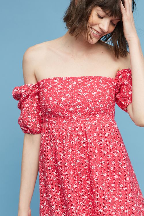 Maeve Lillianne Floral Off The Shoulder Dress Pink floral print dresses spring 2017