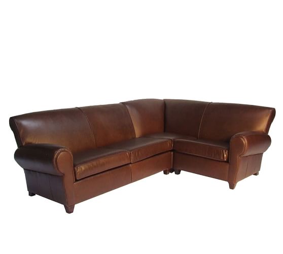 Pottery Barn MANHATTAN LEATHER 3-PIECE SECTIONAL WITH CORNER pottery barn sale