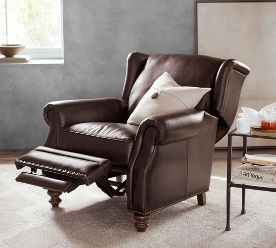 Pottery Barn PERCY LEATHER RECLINER pottery barn sale