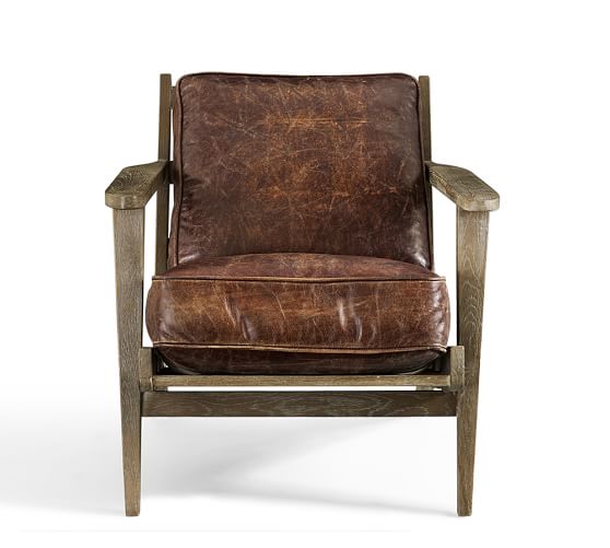 Pottery Barn RAYLAN LEATHER ARMCHAIR pottery barn sale