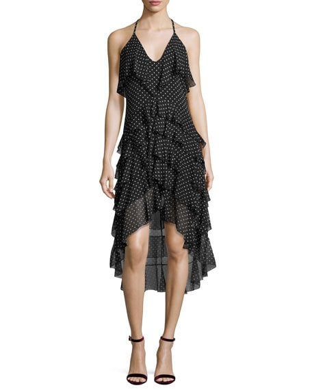Alice + Olivia Lorilee High-Low Ruffled Dress Multi ruffle hem dresses summer wedding guest