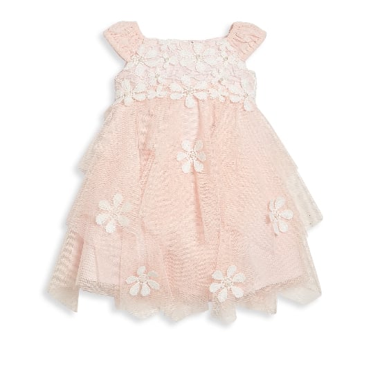 Biscotti Baby's Floral Lace Dress Ivory Pink lace dresses for baby girls