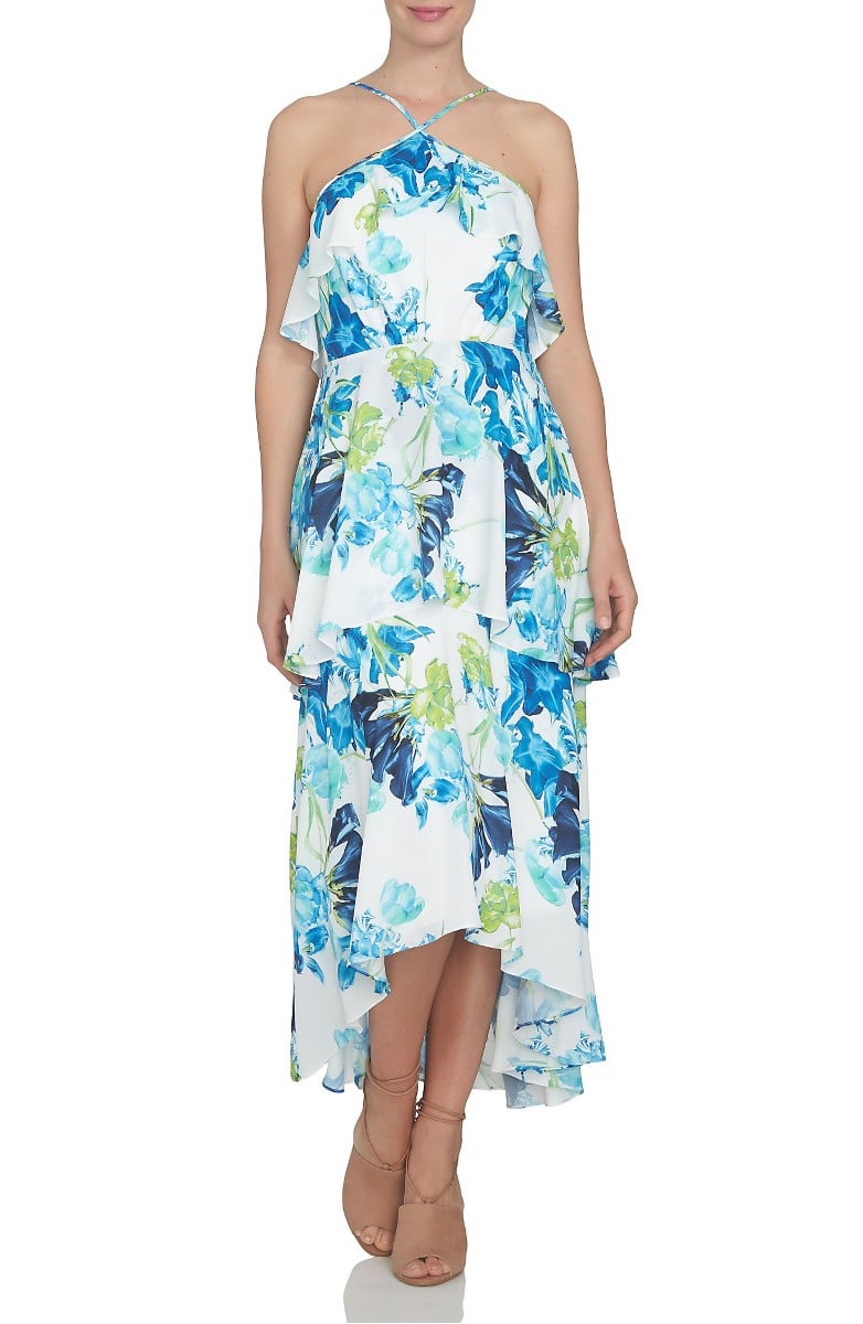 Cece Floral Ruffle Tier High Low Dress New Ivory ruffle hem dresses summer wedding guest