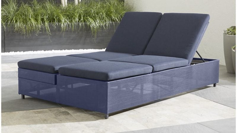 Crate and Barrel Dune Double Chaise Sofa Lounge with Sunbrella ® Cushions Navy Blue crate and barrel outdoor furniture sale
