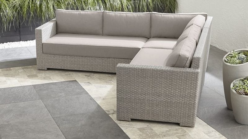 Crate and Barrel Ventura Quartz 3-Piece Loveseat Sectional with Sunbrella ® Cushions crate and barrel outdoor furniture sale