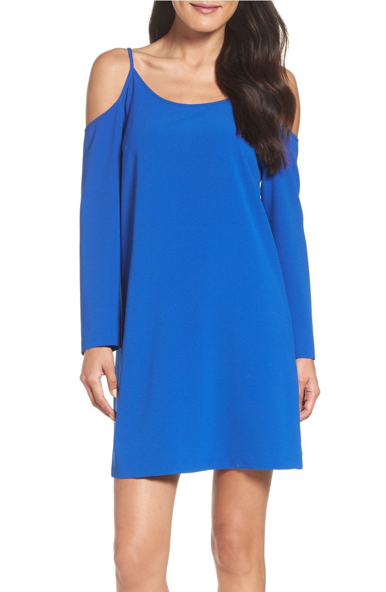 FELICITY & COCO Cold Shoulder Shift Dress Cobalt Blue casual cold shoulder dresses summer 2017