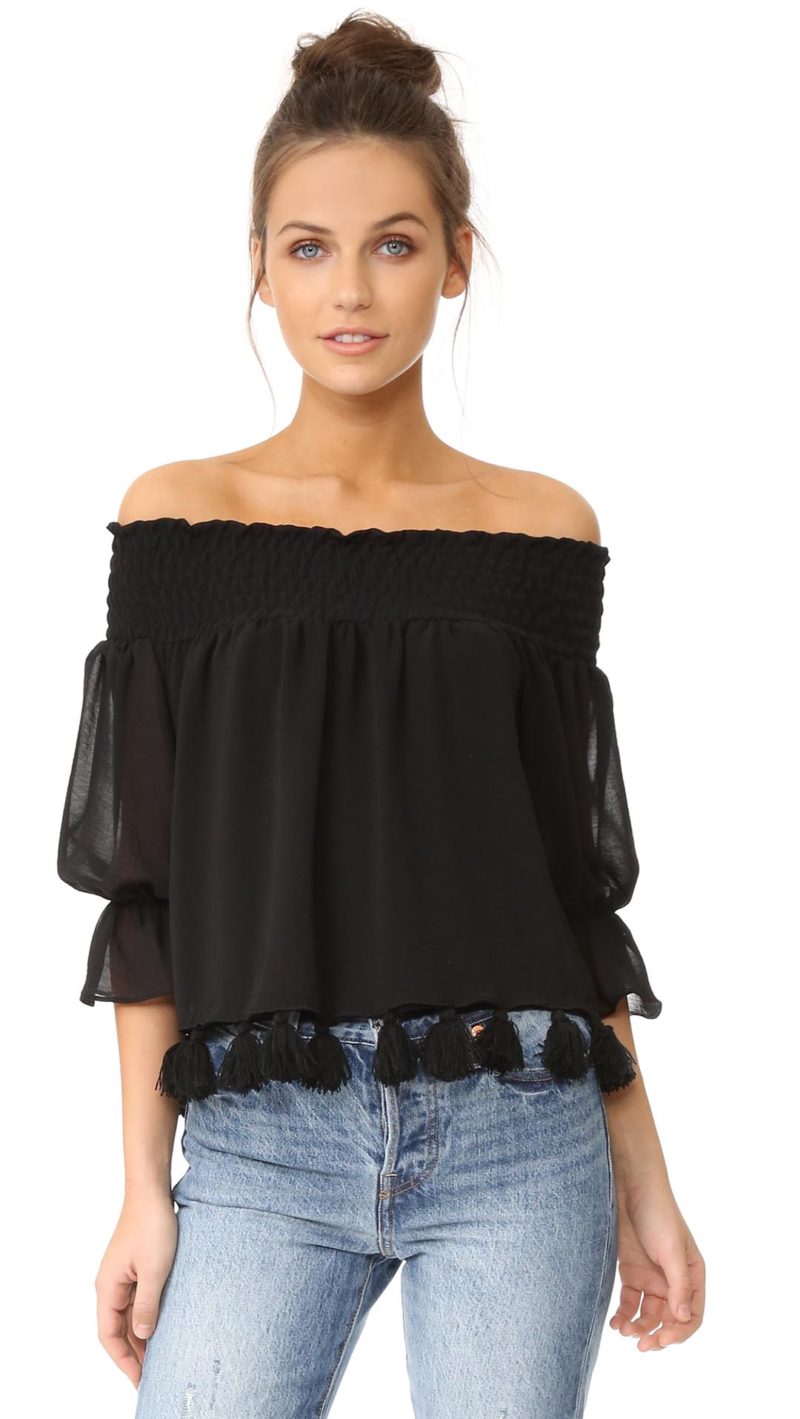 MISA Fontane Off The Shoulder Top Onyx Tassels Shopbop memorial day sale