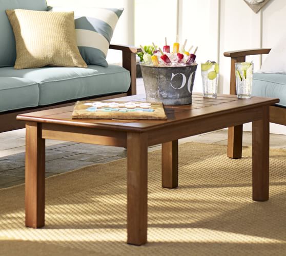 Pottery Barn CHATHAM COFFEE TABLE - DARK HONEY Eco Friendly pottery barn outdoor furniture sale