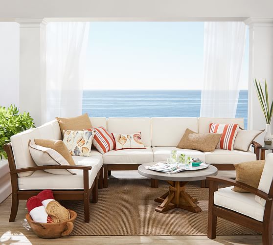 Pottery Barn CHATHAM SECTIONAL SET - DARK HONEY Eco-Friendly pottery barn outdoor furniture sale 50 percent off memorial day