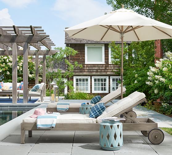 Pottery Barn CHATHAM SINGLE CHAISE - GRAY Eco-Friendly outdoor furniture sale 50 percent off