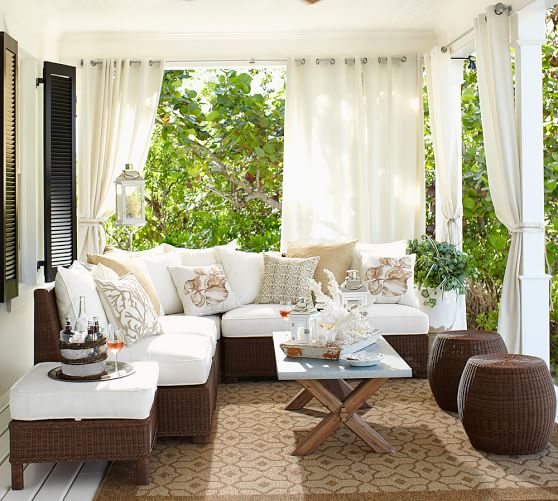 Pottery Barn PALMETTO ALL-WEATHER WICKER ARMLESS SECTIONAL SET - HONEY pottery barn outdoor furniture sale