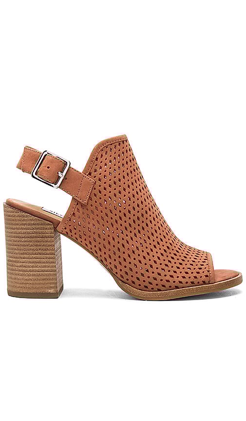 STEVE MADDEN Neptune Heel Bootie Camel Nubuck Perforated revolve almost summer sale