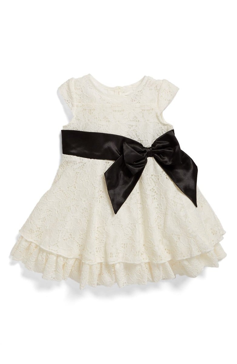 US ANGELS Ruffle Lace Dress Ivory baby girls