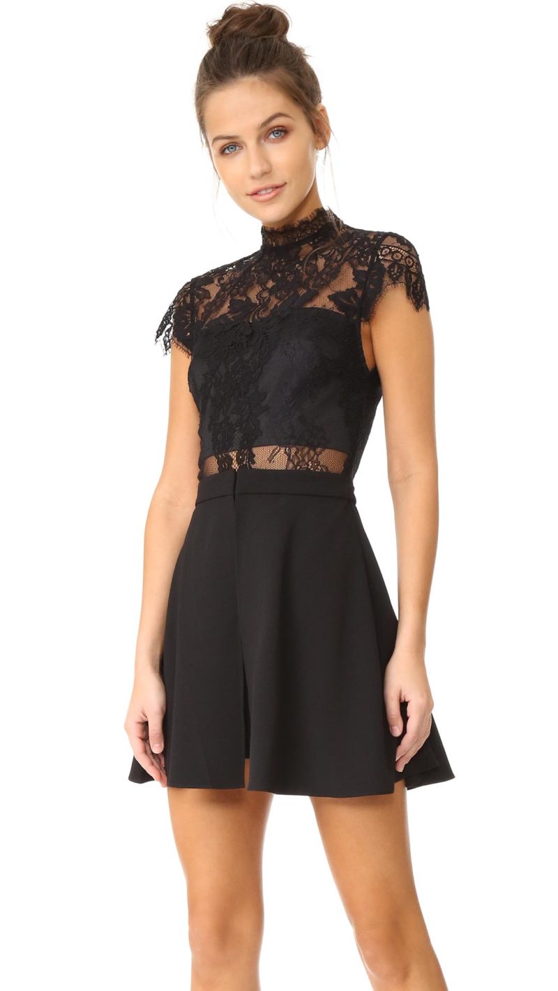 alice + olivia Elwood Overskirt Romper Black Lace Shopbop memorial day sale