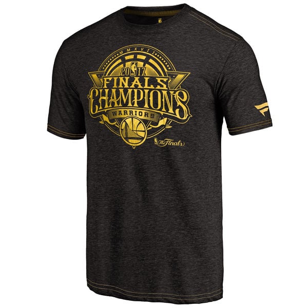 Fanatics Branded Golden State Warriors Black 2017 NBA Finals Champions Gold Luxe Tri-Blend T-Shirt golden state warriors 2017 nba champions
