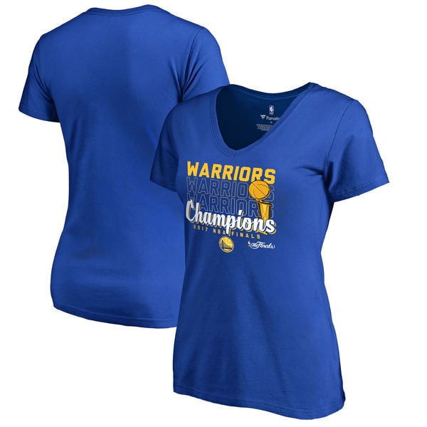 Fanatics Branded Golden State Warriors Women's Royal 2017 NBA Finals Champions Repeat V-Neck T-Shirt golden state warriors 2017 nba champions