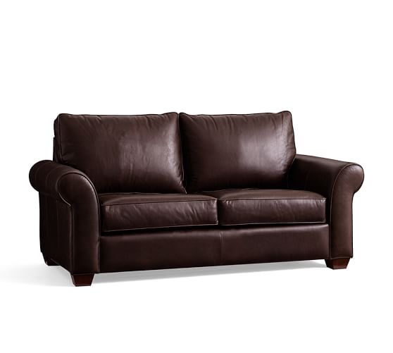 PB COMFORT ROLL ARM LEATHER SOFA pottery barn 4th of july 2017 sale