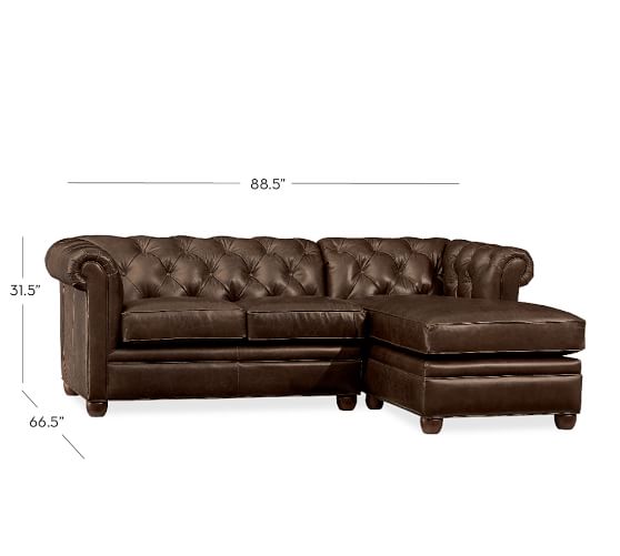 Pottery Barn CHESTERFIELD LEATHER SOFA WITH CHAISE SECTIONAL pottery barn 4th of july sale