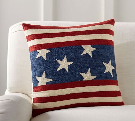 Pottery Barn FLAG EMBROIDERED PILLOW COVER pottery barn 25 percent off sale june 2017