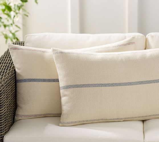 Pottery Barn GRAINSACK INDOOR/OUTDOOR LUMBAR PILLOW pottery barn 25 percent off sale decor weekend june 24 25 2017
