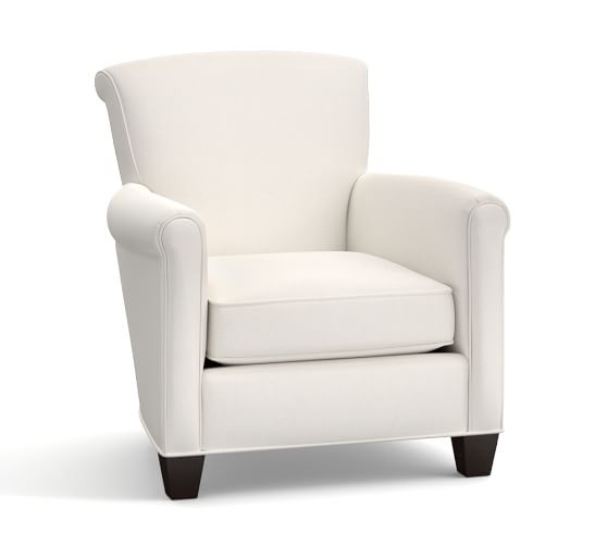Pottery Barn IRVING UPHOLSTERED ARMCHAIR PERFORMANCE EVERYDAYLINEN™ BY CRYPTON® HOME, IVORY pottery barn performance fabric 20% Sale