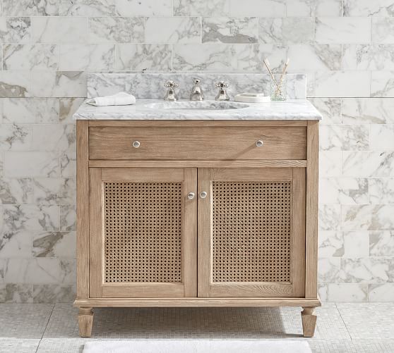 Pottery Barn SAUSALITO SINGLE SINK CONSOLE Marble Top 25 percent off sale