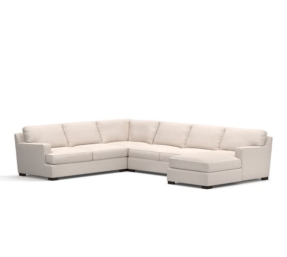 Pottery Barn TOWNSEND UPHOLSTERED SQUARE ARM 4-PIECE SECTIONAL WITH CHAISE sale performance fabrics
