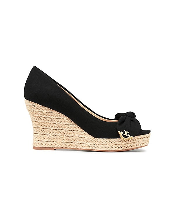 Tory Burch DORY PEEP-TOE ESPADRILLE WEDGE Black tory burch semi-annual sale