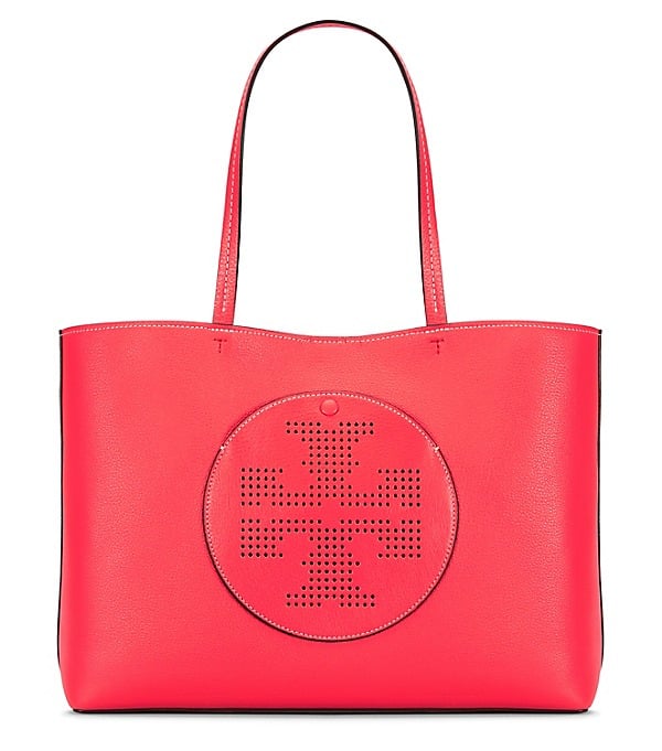 Tory Burch PERFORATED-LOGO TOTE Red Ginger Tuscan Wine tory burch semi-annual sale