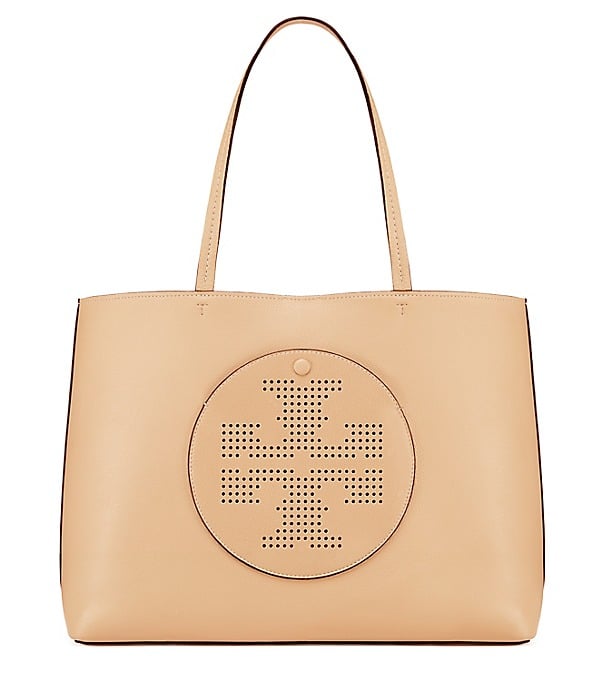 Tory Burch PERFORATED-LOGO TOTE Sand Dune Tory Navy tory burch semi-annual sale