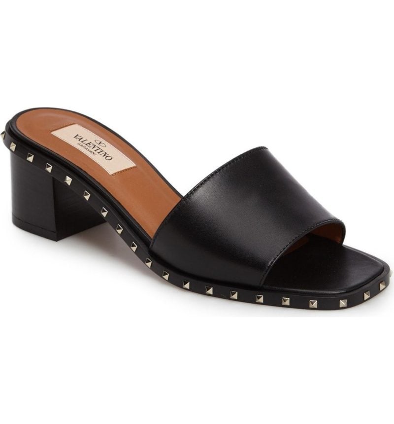 VALENTINO Soul Studded Slide Sandal Black Leather mule sandals summer 2017