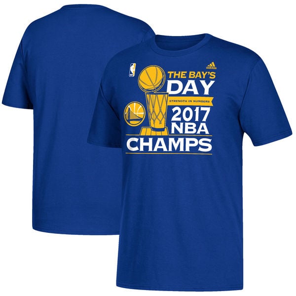 adidas Golden State Warriors Royal 2017 NBA Finals Champions Parade T-Shirt