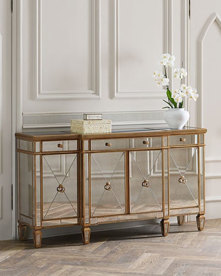 Amelie Mirrored Buffet Gold Trim Horchow summer sale 2017