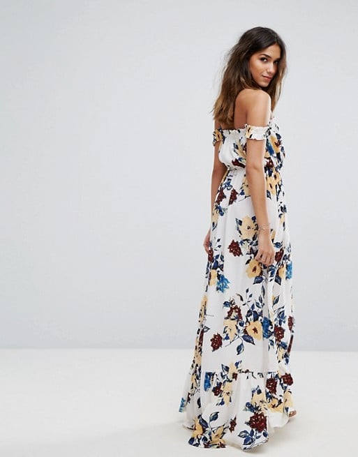 Boohoo Floral Print Ruffle Bardot Maxi Dress Asos 4th of july sales