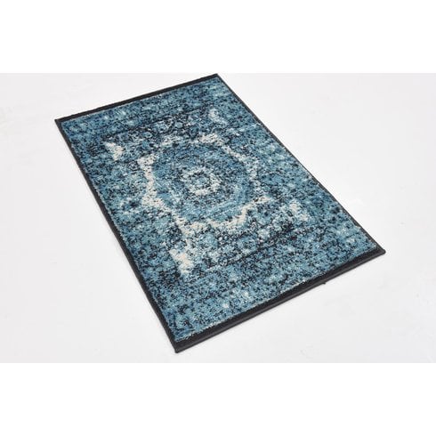 Bungalow Rose Yareli Blue/Black Area Rug Wayfair rug market sale