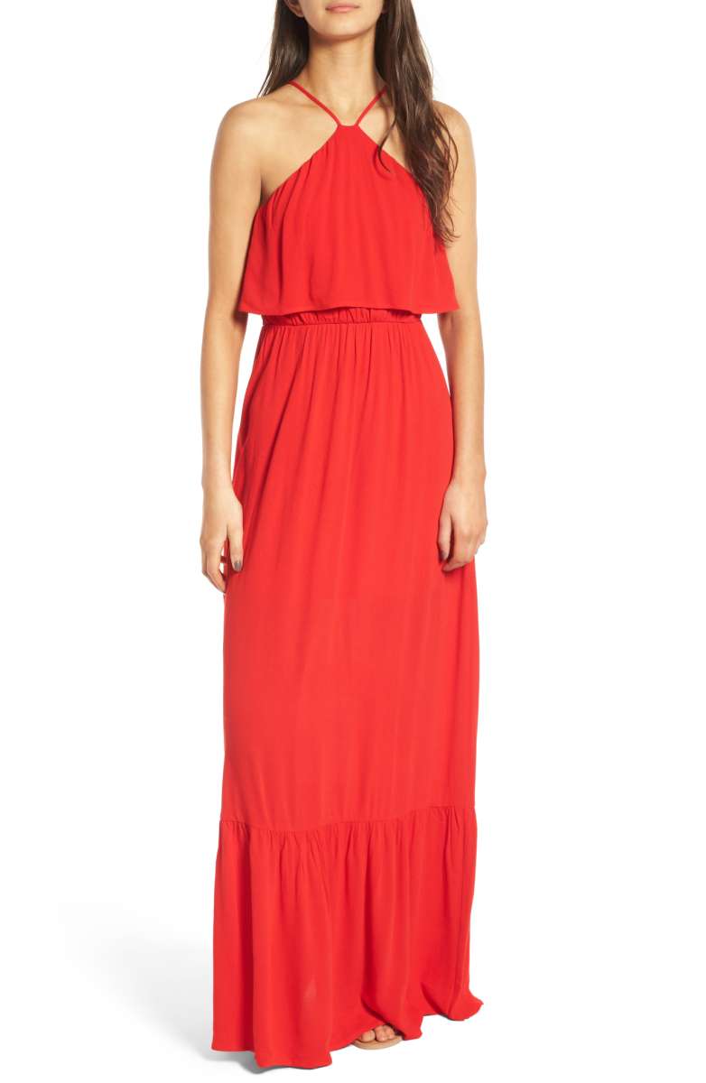 DEE ELLY Popover Maxi Dress Red nordstrom dresses under 100 dollars