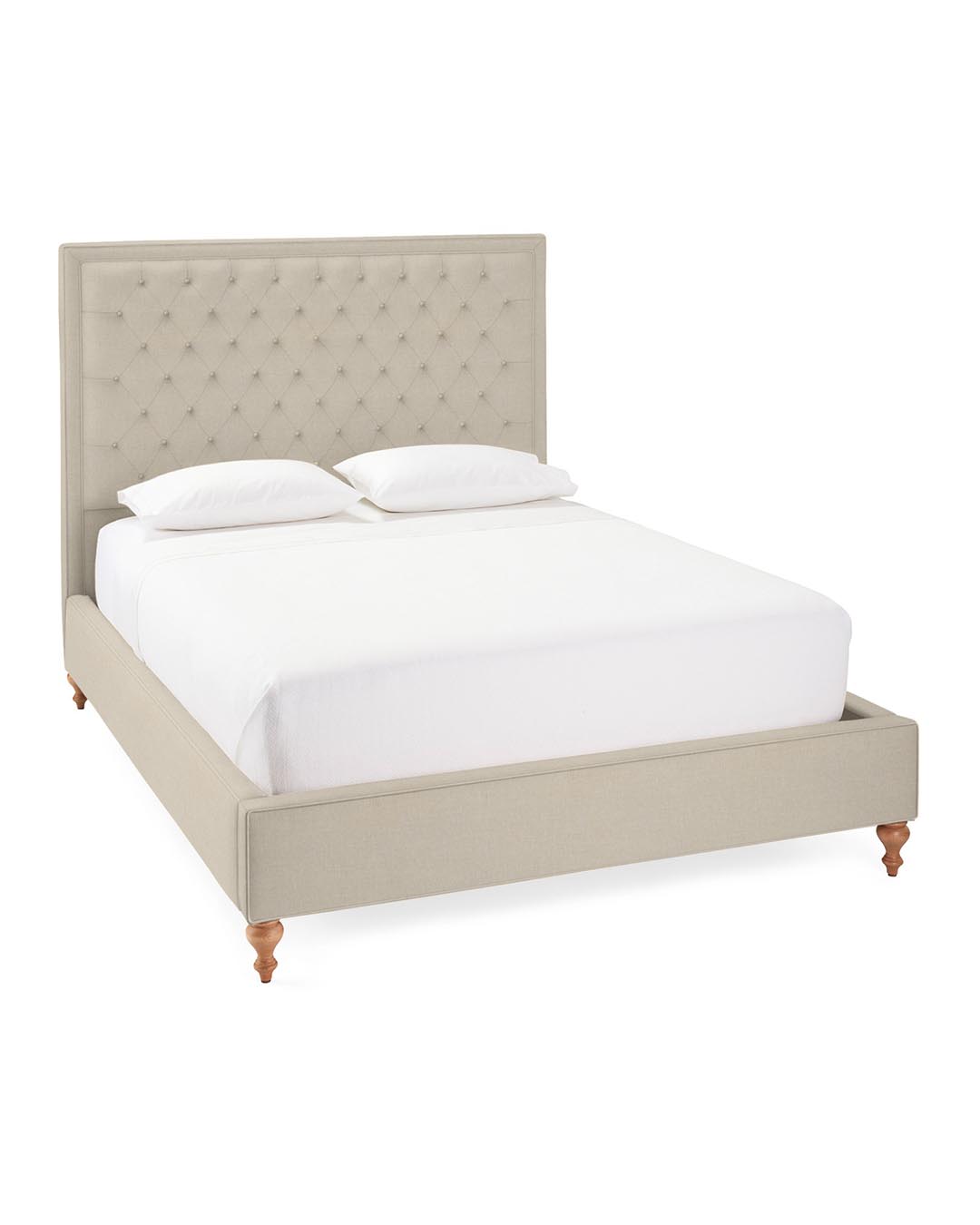 Fulton Tufted Bed Belgian Linen Sand Grade D Sur La Table summer celebration 4th of july 2017