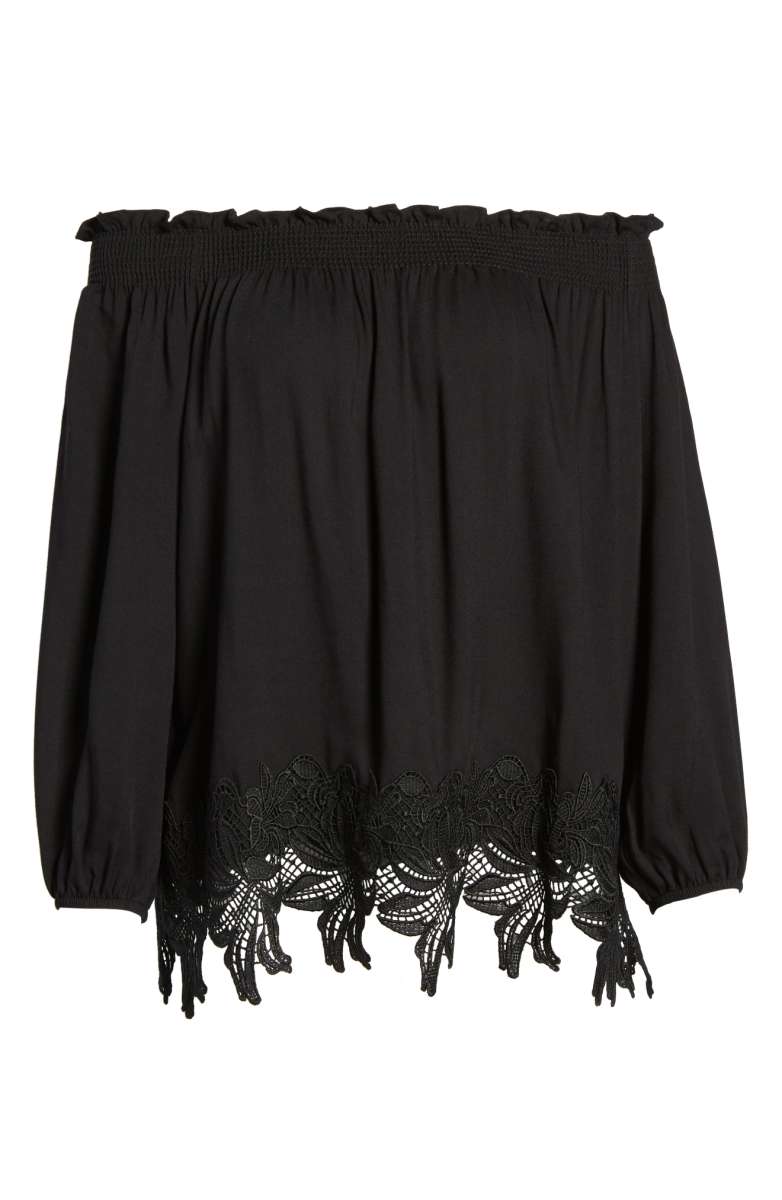 Halogen Lace Trim Off The Shoulder Top Black nordstrom lace off the shoulder tops summer 2017