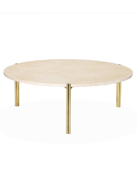 Interlude Home Bryce Round Marble Coffee Table Ivory Brass Horchow summer sale 2017