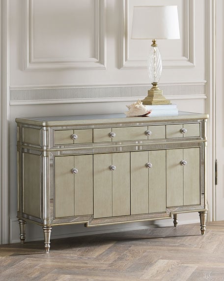 Leanna Mirrored Sideboard Champagne Trim Horchow summer sale