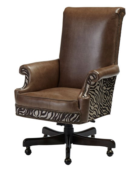 Massoud One-of-a-Kind Blyth Desk Chair Zebra-patterned dyed bronze nailhead trim leather Horchow 4th of July sale