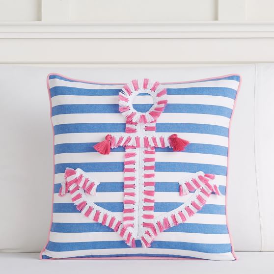 Pottery Barn Teen Fringe Anchor Pillow Cover pbteen epic summer sale