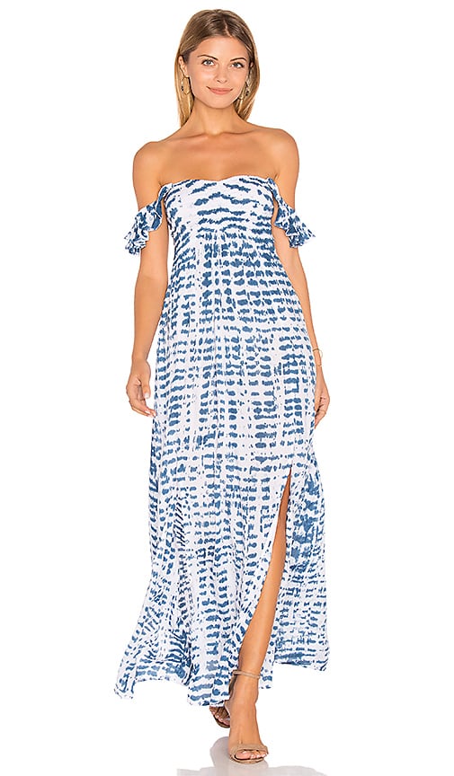 Tiare Hawaii HOLLIE OFF SHOULDER MAXI DRESS Navy White Raffie revolve dresses under 100 dollars