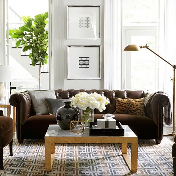 Williams Sonoma Home Bond Chesterfield Combo Mohair & Leather Sofa buy more save more sale 4th of july