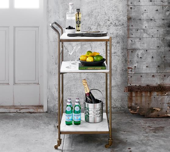 Pottery Barn BURWELL BAR CART Marble Top pottery barn 20% off sale