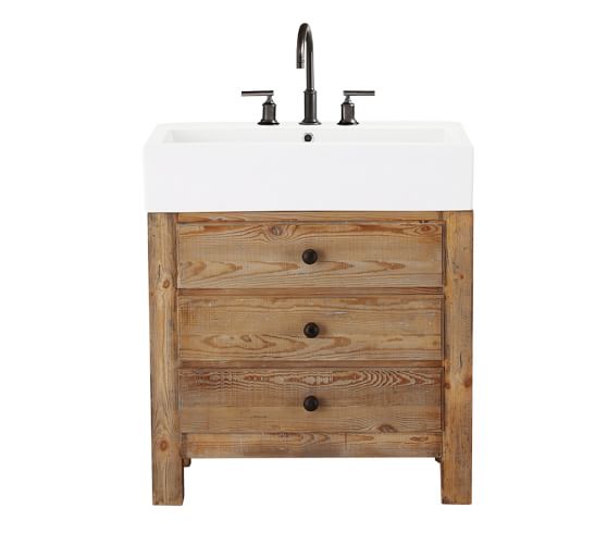 Pottery Barn MASON RECLAIMED WOOD SINGLE SINK CONSOLE - WAX PINE FINISH Eco-Friendly sale