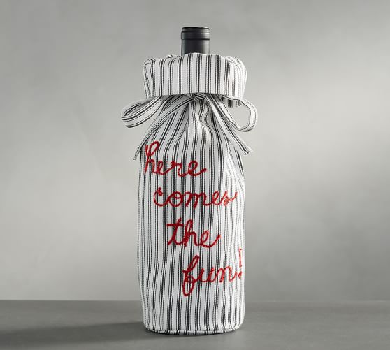 THE EMILY & MERITT "HERE COMES THE FUN" WINE BAG emily & meritt for Pottery Barn