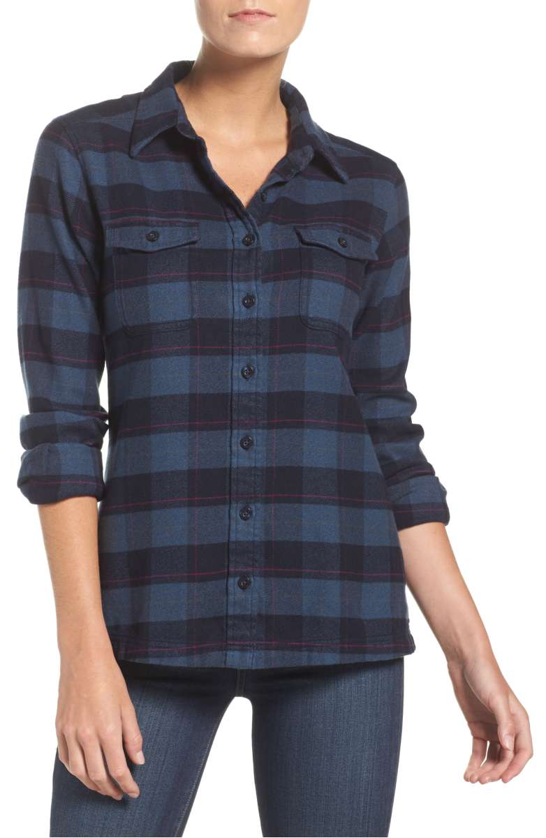 PATAGONIA 'Fjord' Flannel Shirt Boxwood Plaid Navy Blue plaid shirts fall 2017
