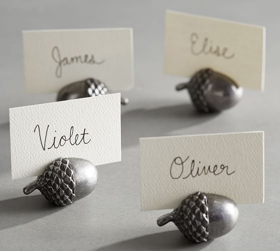Pottery Barn FALL ACORNS PLACE CARD HOLDER, SET OF 4 thanksgiving dinner 20 percent sale